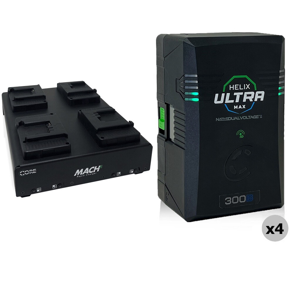 B-Mount Helix Ultra Max Dual-Voltage Quad Pack with Charger - 297Wh