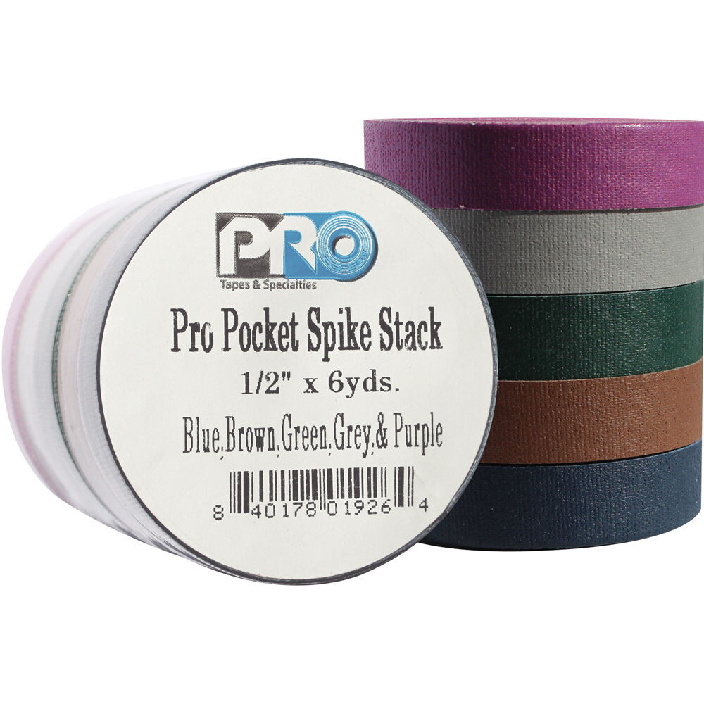 Pro "Pocket" Spike Tape Stack 5 Dark Colors 1/2" x 6yds