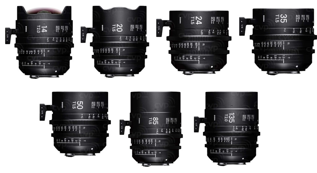 Sigma High-Speed T1.5 Prime FF 8-Lens Kit 14, 20, 24, 28, 35, 50, 85, 105mm (PL)