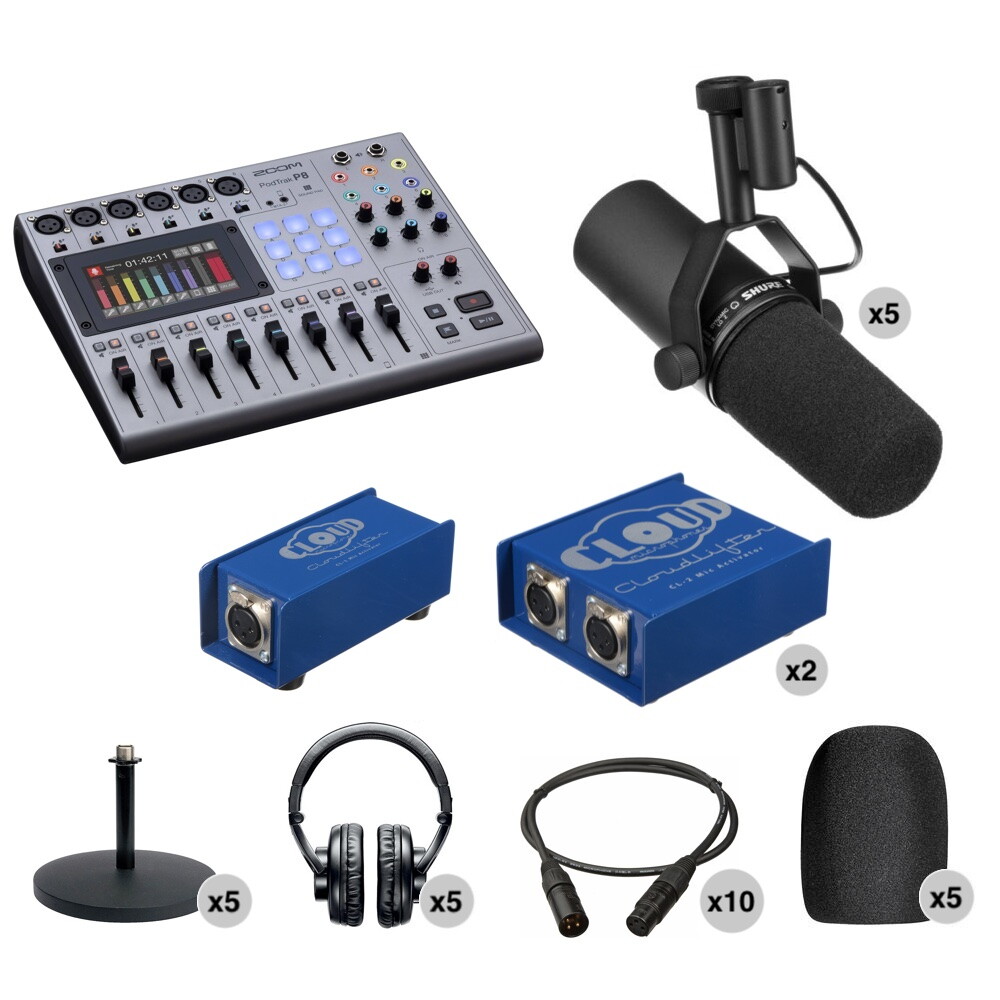Zoom PodTrak Professional 5-Person Podcasting Kit