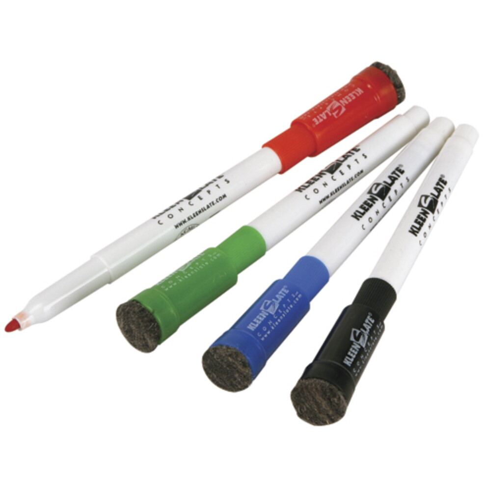 KleenSlate Fine-Tip Dry Erase Markers w/ Erasers - 4 Pack