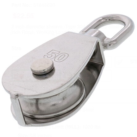Pulley, Swivel - 880lb for 3/8" Rope