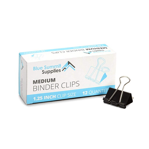 Binder Clips - 1 1/4" Medium 12pcs