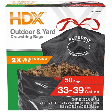 Trash Bags - 39 Gallon Black 50pcs