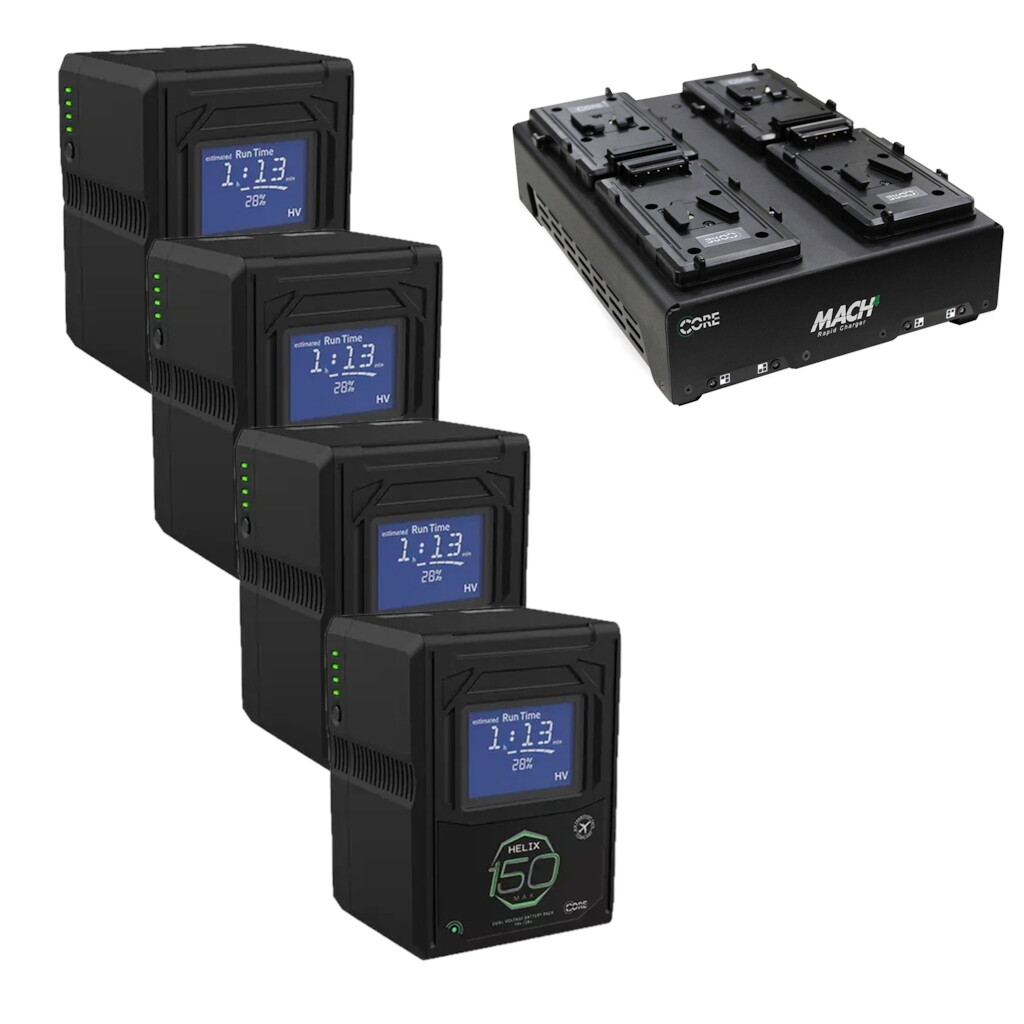 V-Mount Helix Max Dual-Voltage Quad Pack with Charger - 150Wh (For Lights)