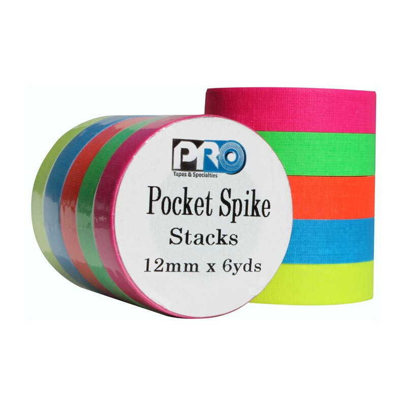 Pro "Pocket" Spike Tape Stack 5 Fluorescent Colors 1/2" x 6yds