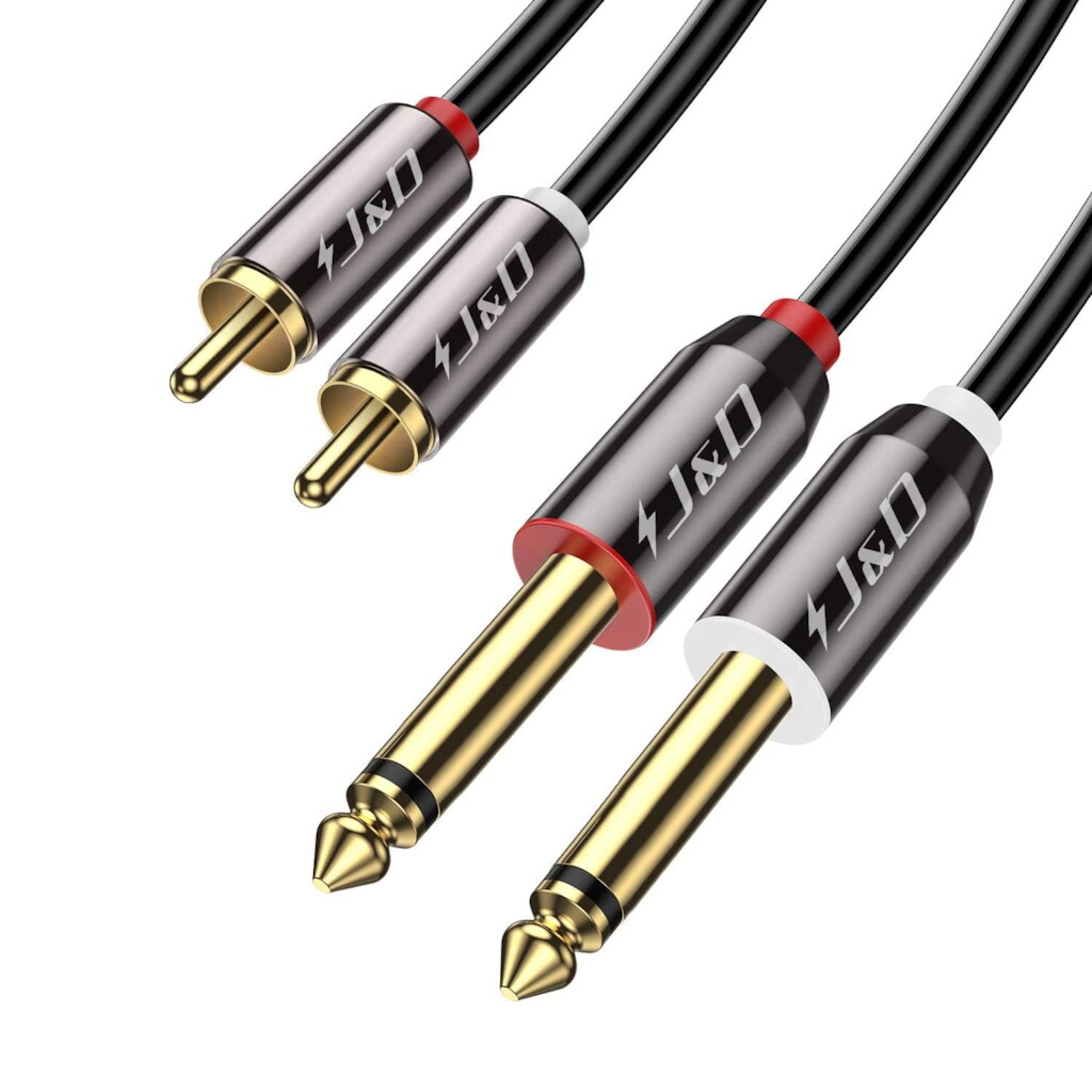 Dual RCA Male to Dual 1/4" TS Cable - 6'
