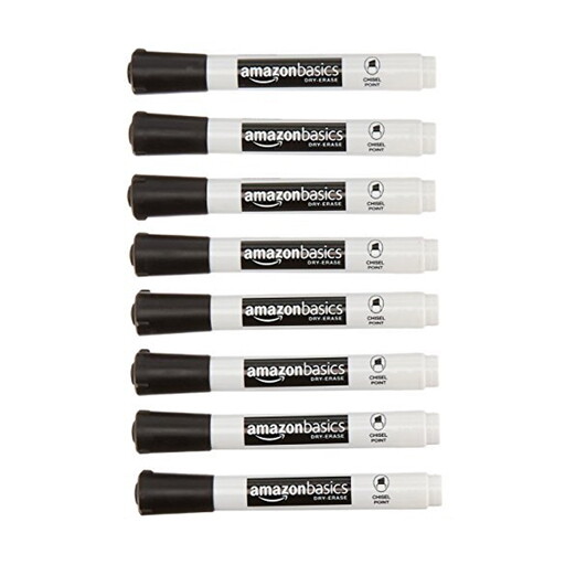 Dry Erase Markers - Black, Pack of 8